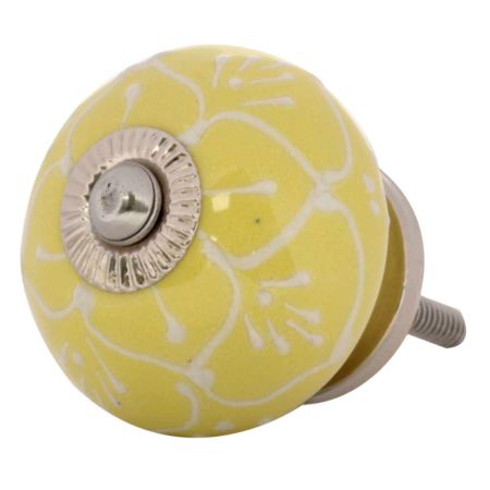 Yellow Floral Embossed Cabinet knob